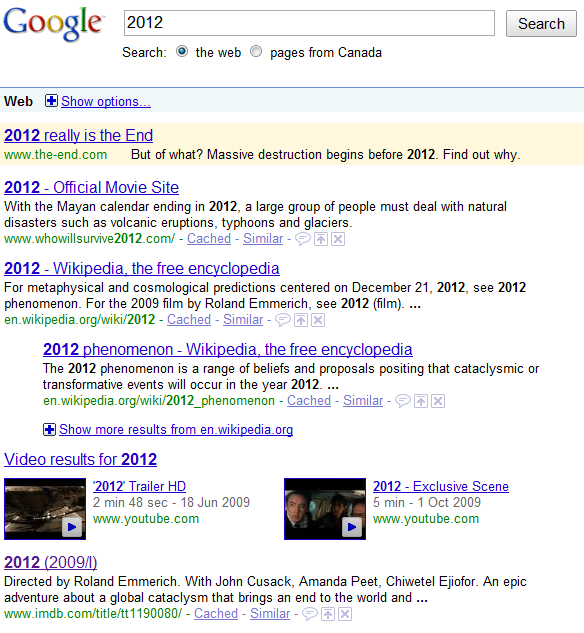 2012 search results