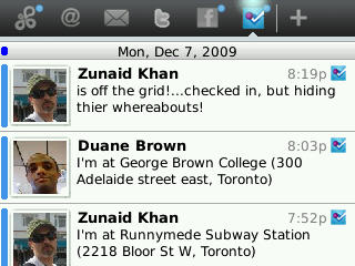 Foursquare friend updates on SocialScope Foursquare friend updates on SocialScope